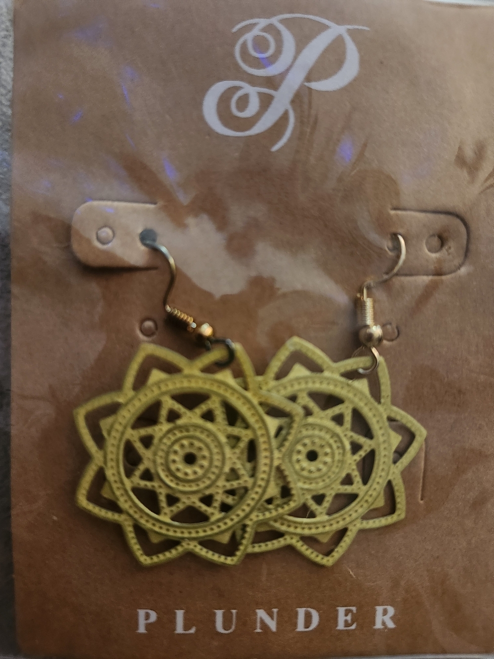 Plunder NEW Yellow/Green Sunburst Filigree Drop Earrings